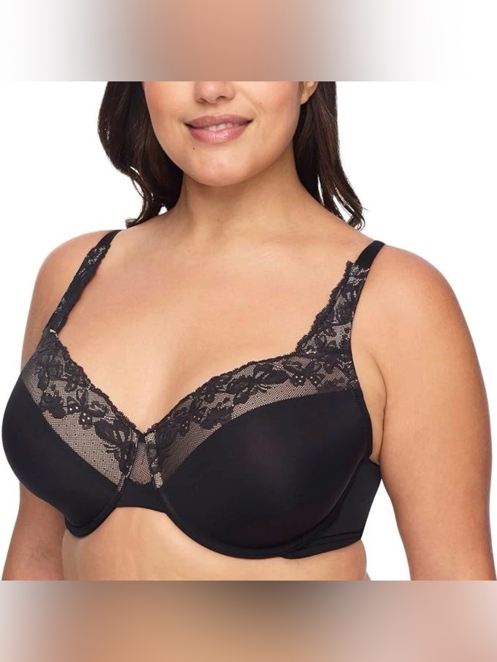 Olga by Warners Cloud 9 Underwire Bra with Lift GF7961A Black 44DD Lace Trim NEW